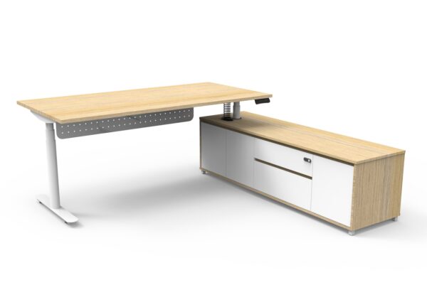 Halo (Round Legs) Electric Height Adjustable Executive Desk & Cabinet