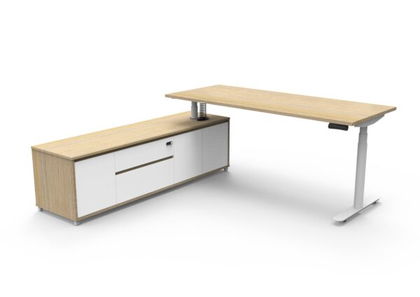 Halo (Round Legs) Electric Height Adjustable Executive Desk & Cabinet