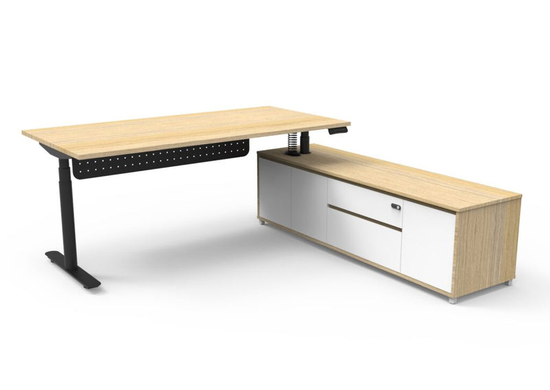 Halo (Round Legs) Electric Height Adjustable Executive Desk & Cabinet