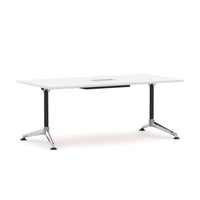 Modulus Boardroom Table Single Span, Single Post Collar Leg with Power RailPoles with Polished Alloy Feet