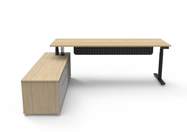 Halo (Round Legs) Electric Height Adjustable Executive Desk & Cabinet