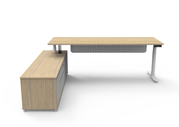 Halo (Round Legs) Electric Height Adjustable Executive Desk & Cabinet