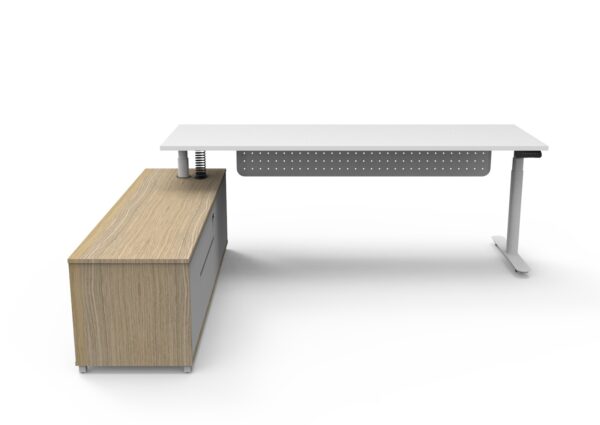 Halo (Round Legs) Electric Height Adjustable Executive Desk & Cabinet