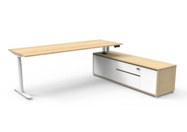 Halo (Round Legs) Electric Height Adjustable Executive Desk & Cabinet