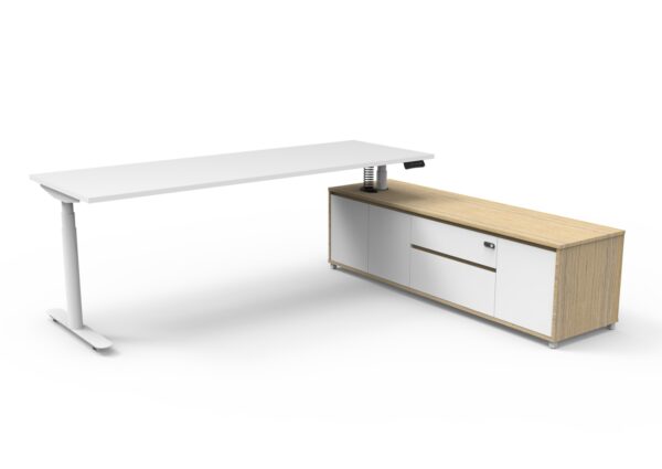 Halo (Round Legs) Electric Height Adjustable Executive Desk & Cabinet