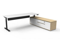 Halo (Round Legs) Electric Height Adjustable Executive Desk & Cabinet