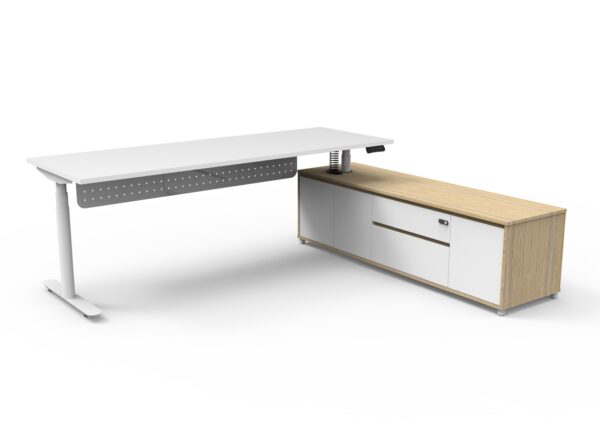 Halo (Round Legs) Electric Height Adjustable Executive Desk & Cabinet