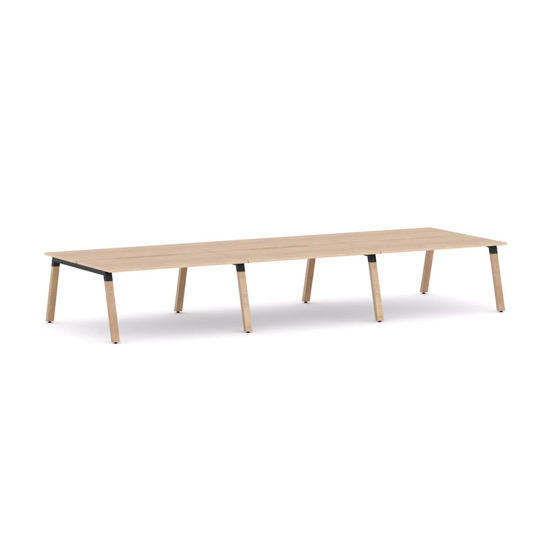 Plantation 6-Person Double-sided Desk Workstation Oak