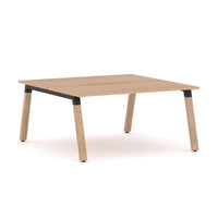 Plantation 2-Person Double-sided Desk Workstation Oak