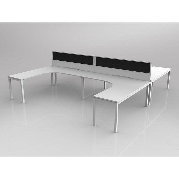 Axis Desk Setting with e-Panel Screens - 4 Person 90 Degree 'H' Configuration