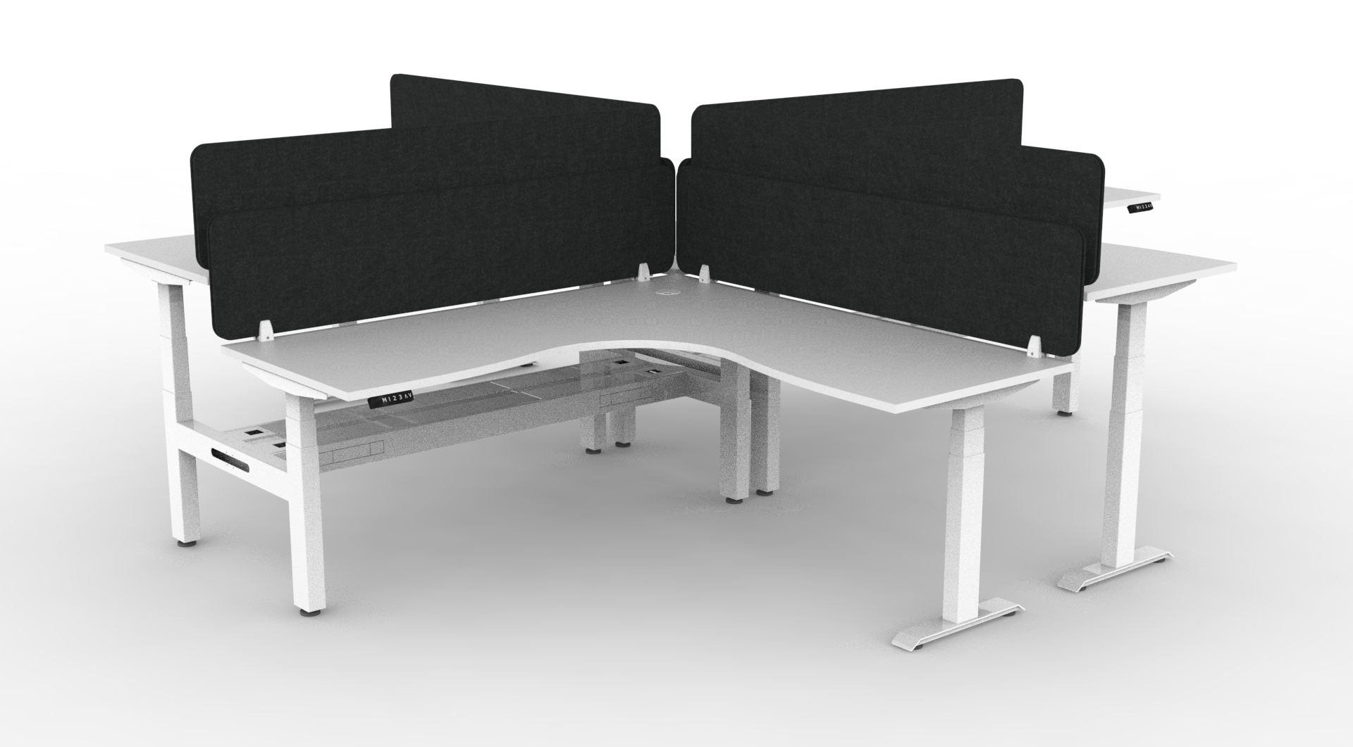 BOOST Plus + Electric Height Adjustable X Configuration Workstation with Eco Screens (4 Person)