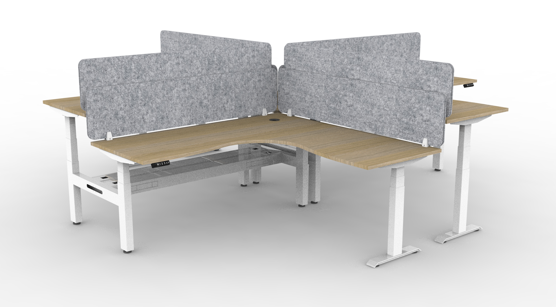 BOOST Plus + Electric Height Adjustable X Configuration Workstation with Eco Screens (4 Person)