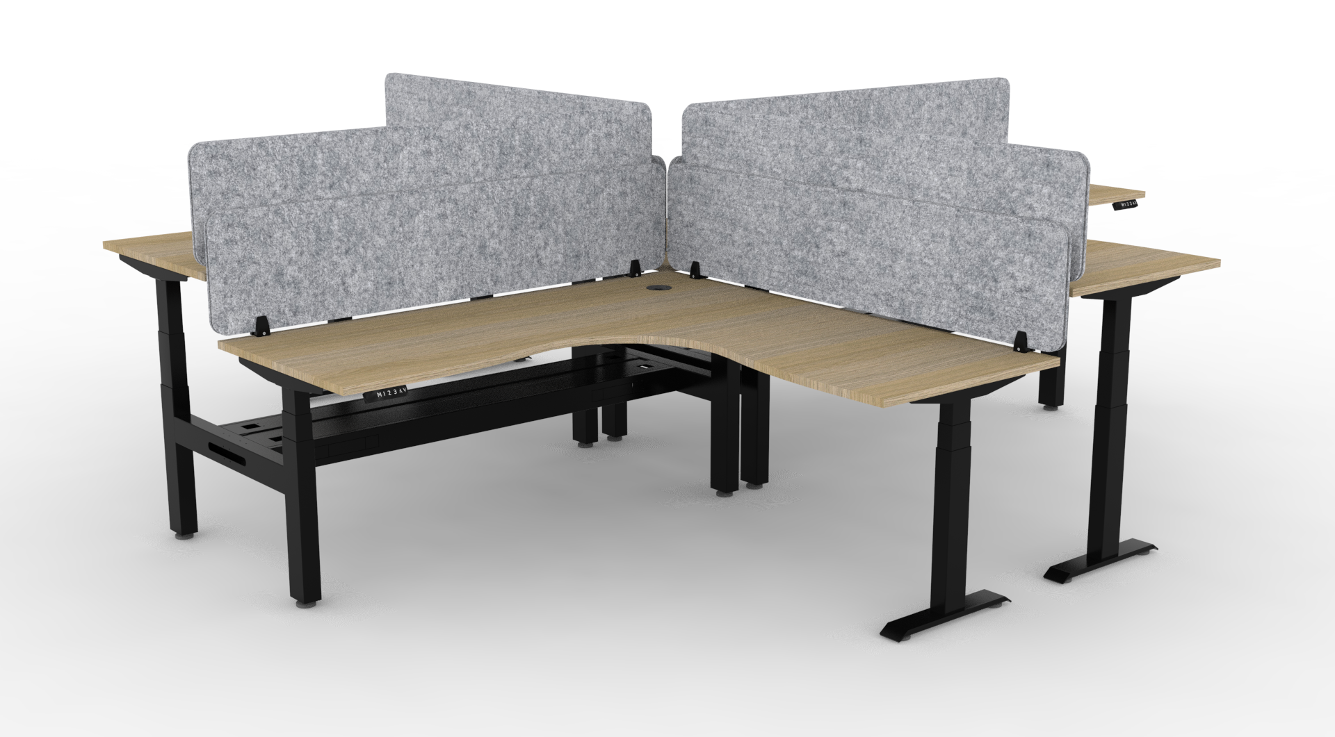 BOOST Plus + Electric Height Adjustable X Configuration Workstation with Eco Screens (4 Person)