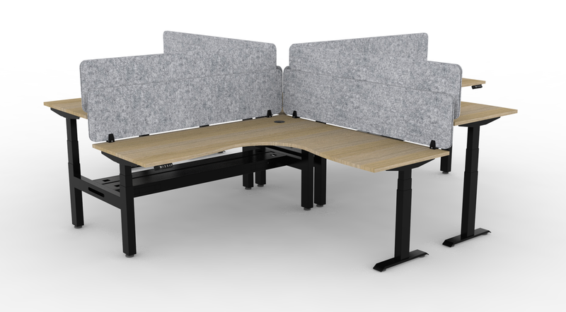 BOOST Plus + Electric Height Adjustable X Configuration Workstation with Eco Screens (4 Person)
