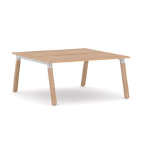 Plantation 2-Person Double-sided Desk Workstation Oak
