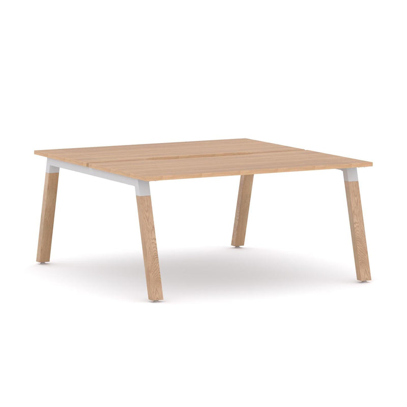 Plantation 2-Person Double-sided Desk Workstation Oak