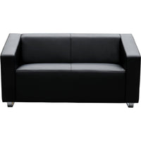 Cube 2 Seater Leather Lounge - Black