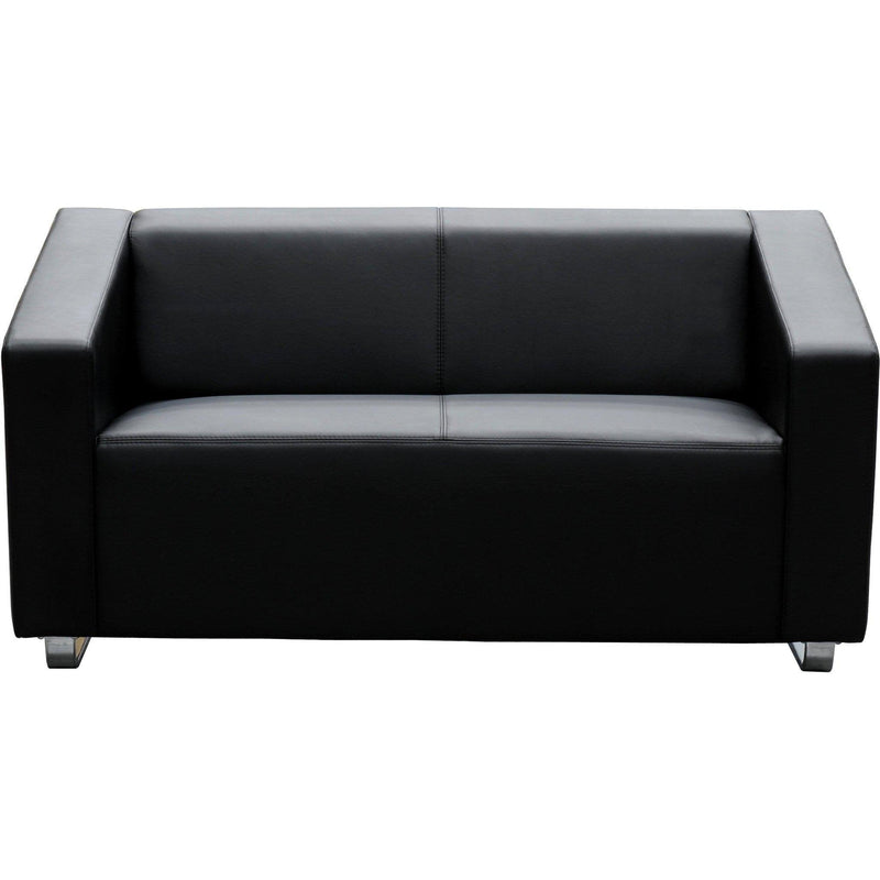 Cube 2 Seater Leather Lounge - Black