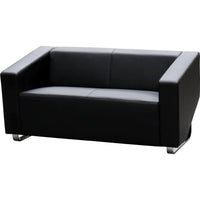 Cube 2 Seater Leather Lounge - Black