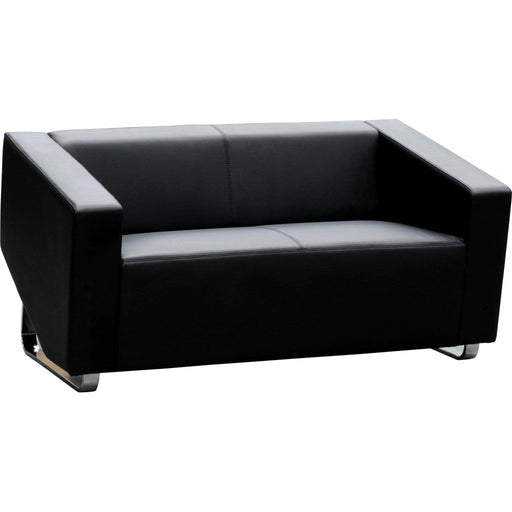 Cube 2 Seater Leather Lounge - Black