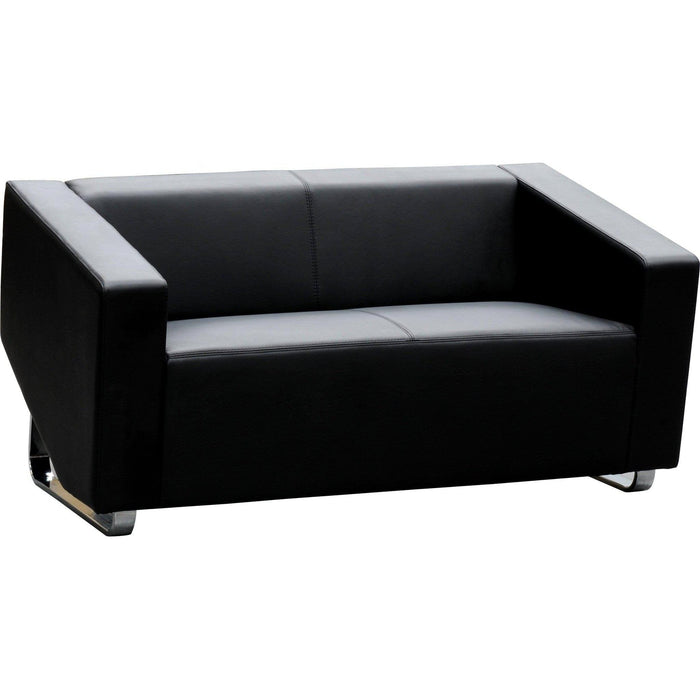 Cube 2 Seater Leather Lounge - Black
