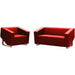 Cube 2 Seater Leather Lounge - Red
