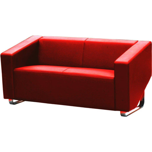 Cube 2 Seater Leather Lounge - Red