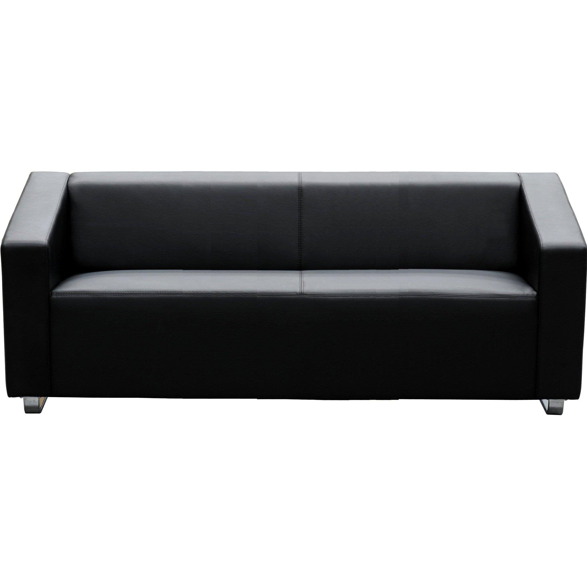 Cube 3 Seater Leather Lounge - Black