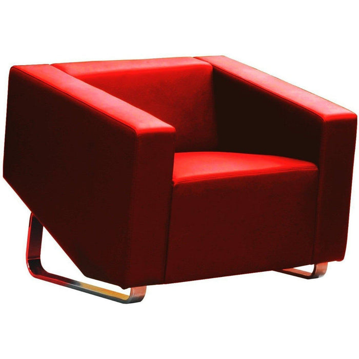 Cube Single Leather Lounge - Red