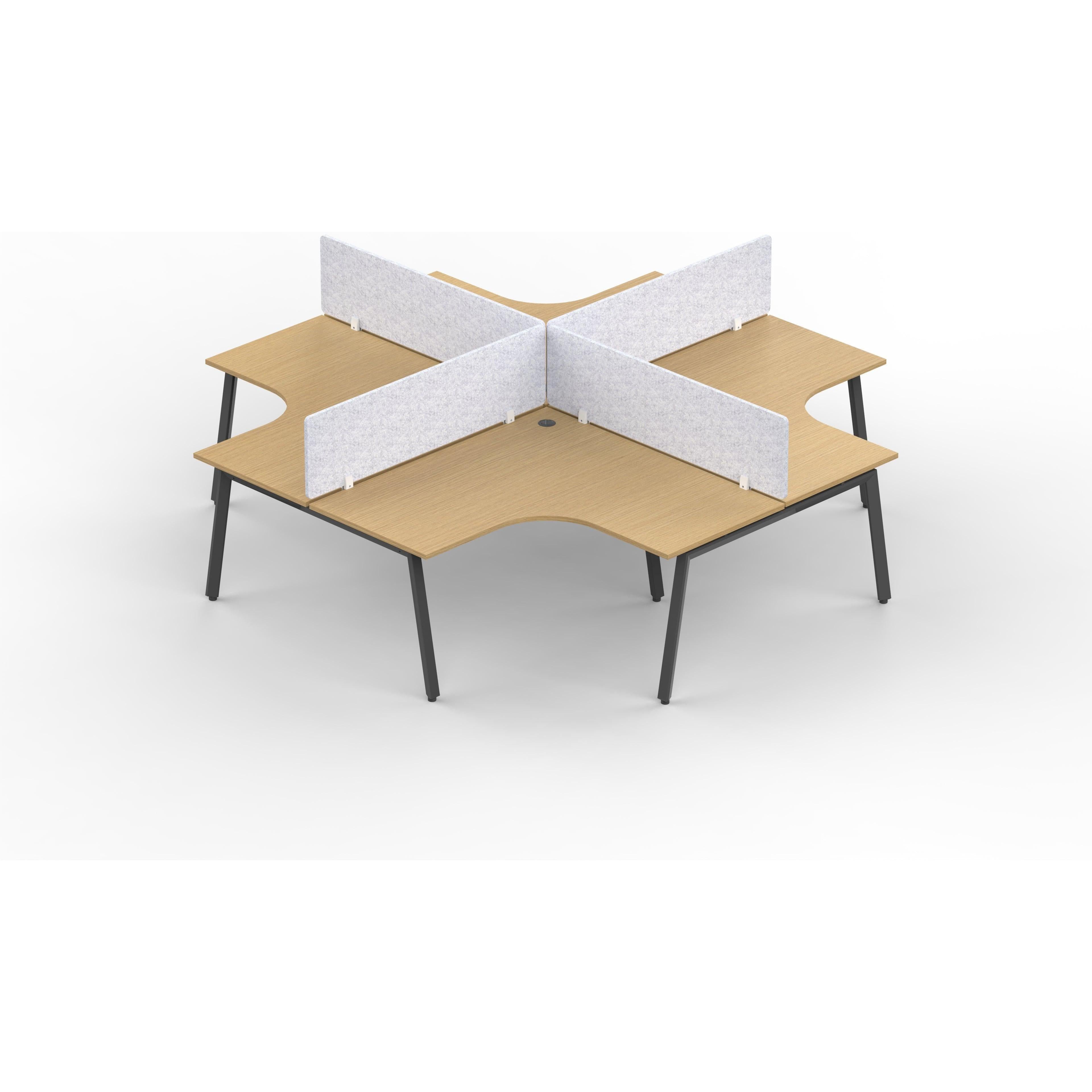 Daytona 4 Person Corner X Shape Workstation - With Screen