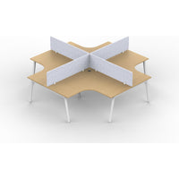 Daytona 4 Person Corner X Shape Workstation - With Screen-Elite Office Furniture