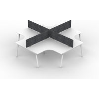 Daytona 4 Person Corner X Shape Workstation - With Screen-Elite Office Furniture