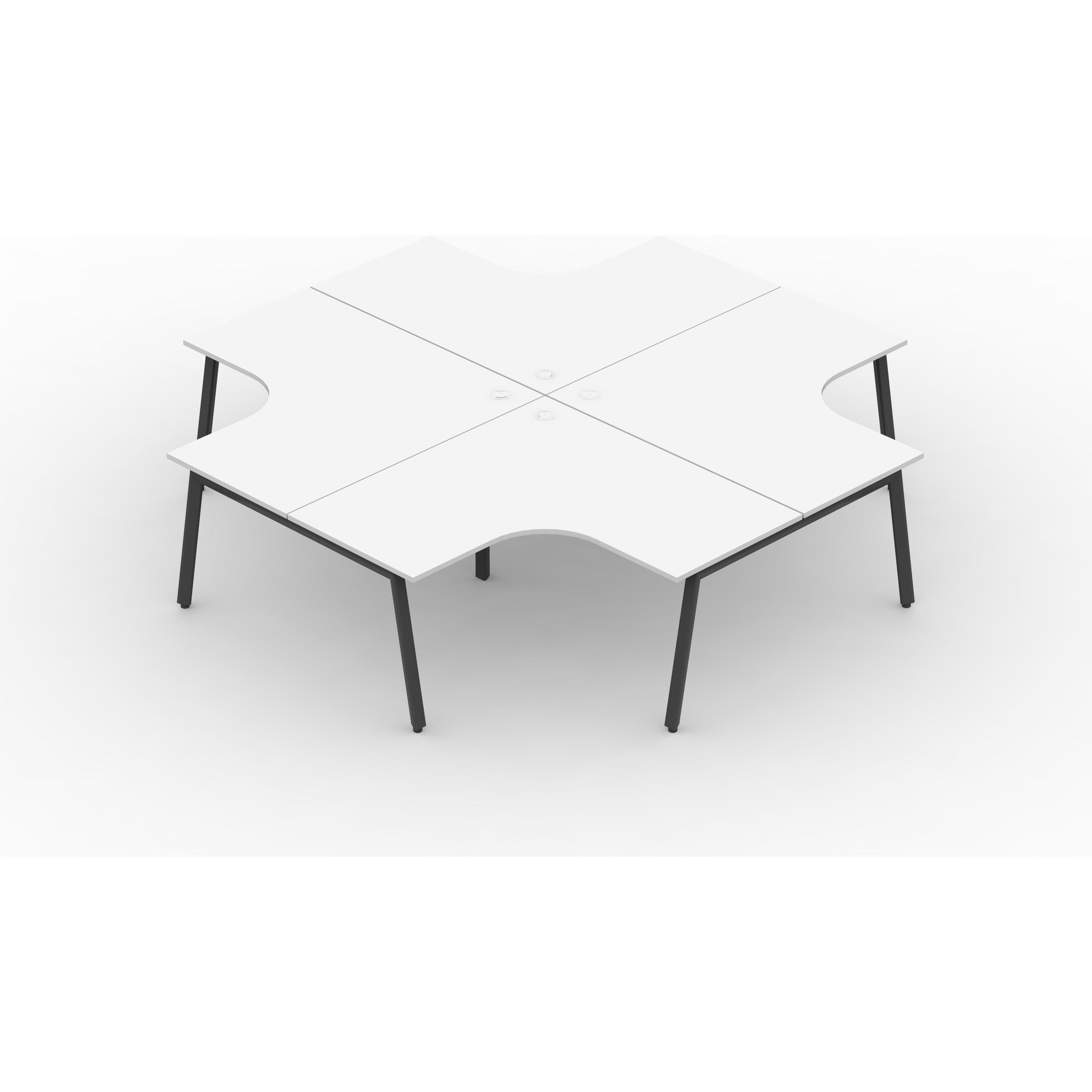 Daytona 4 Person Corner X Shape Workstation - Without Screen