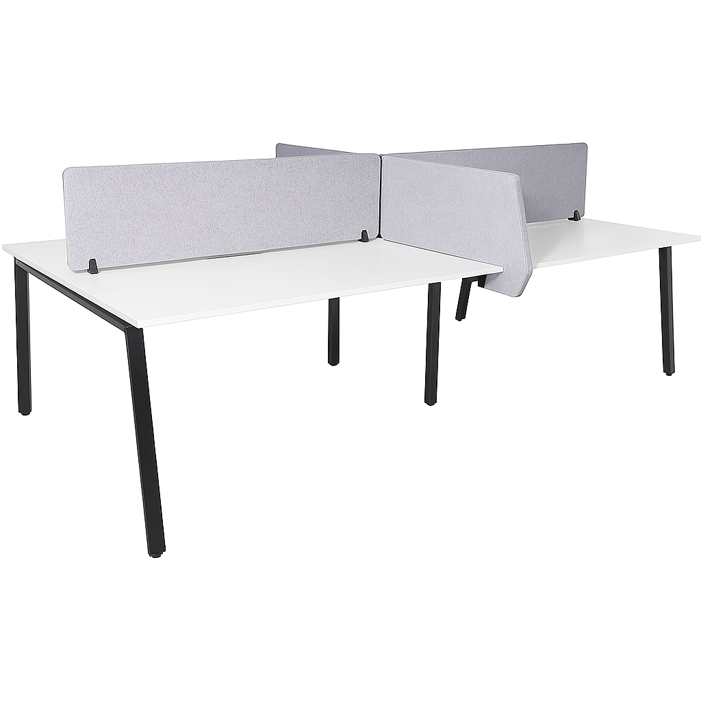 Daytona 4 Person Double Sided Workstation - With Screen + Side On Slider