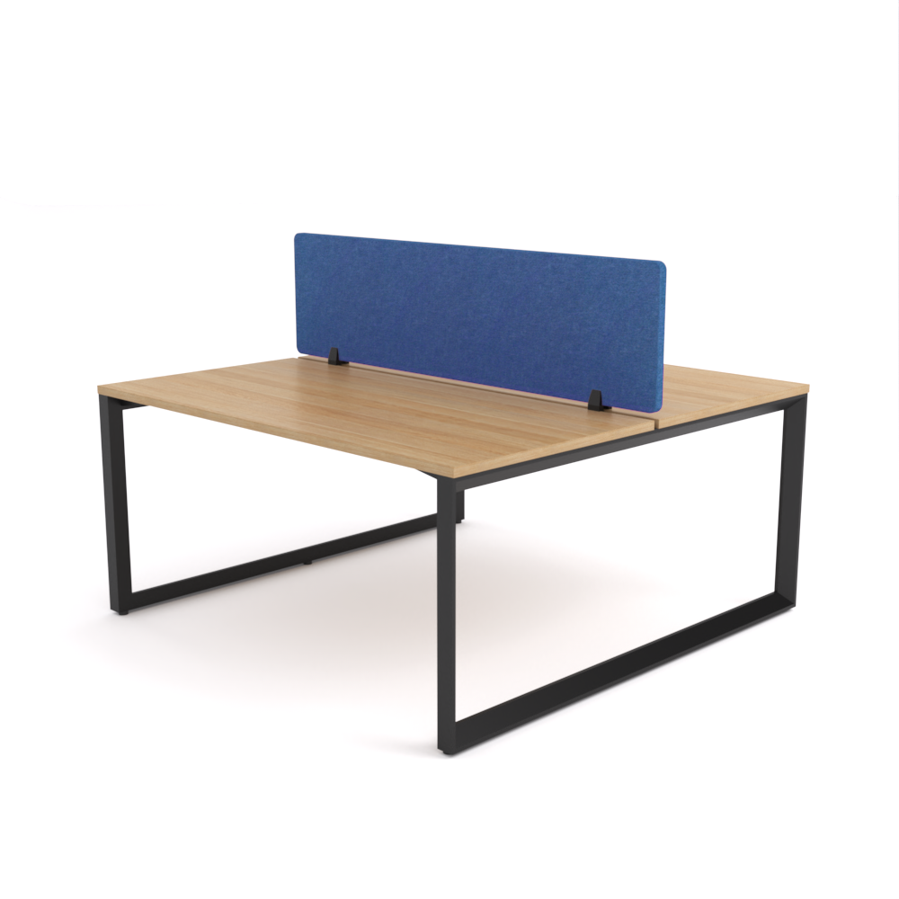 California Office Workstations (Loop Legs) 2-User Double-Sided Desk With AcoustiQ Screen (Cobalt Blue Screen)