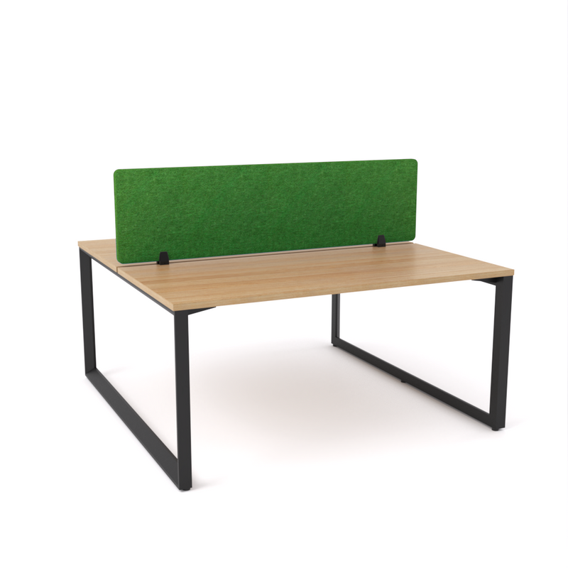 California Office Workstations (Loop Legs) 2-User Double-Sided Desk With AcoustiQ Screen (Green Screen)