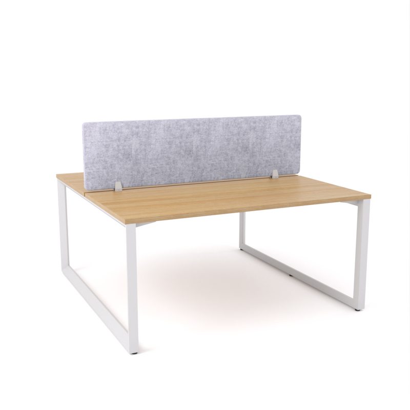 California Office Workstations (Loop Legs) 2-User Double-Sided Desk With AcoustiQ Screen (Marble Gray Screen)
