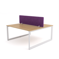 California Office Workstations (Loop Legs) 2-User Double-Sided Desk With AcoustiQ Screen (Purple Screen)