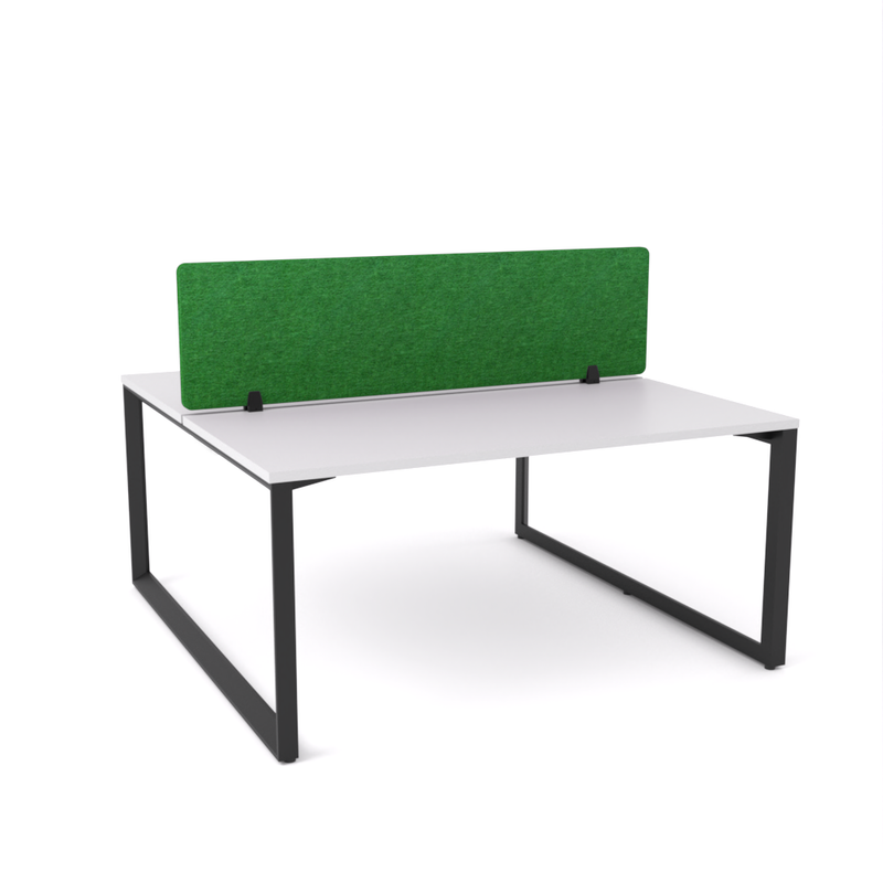 California Office Workstations (Loop Legs) 2-User Double-Sided Desk With AcoustiQ Screen (Green Screen)