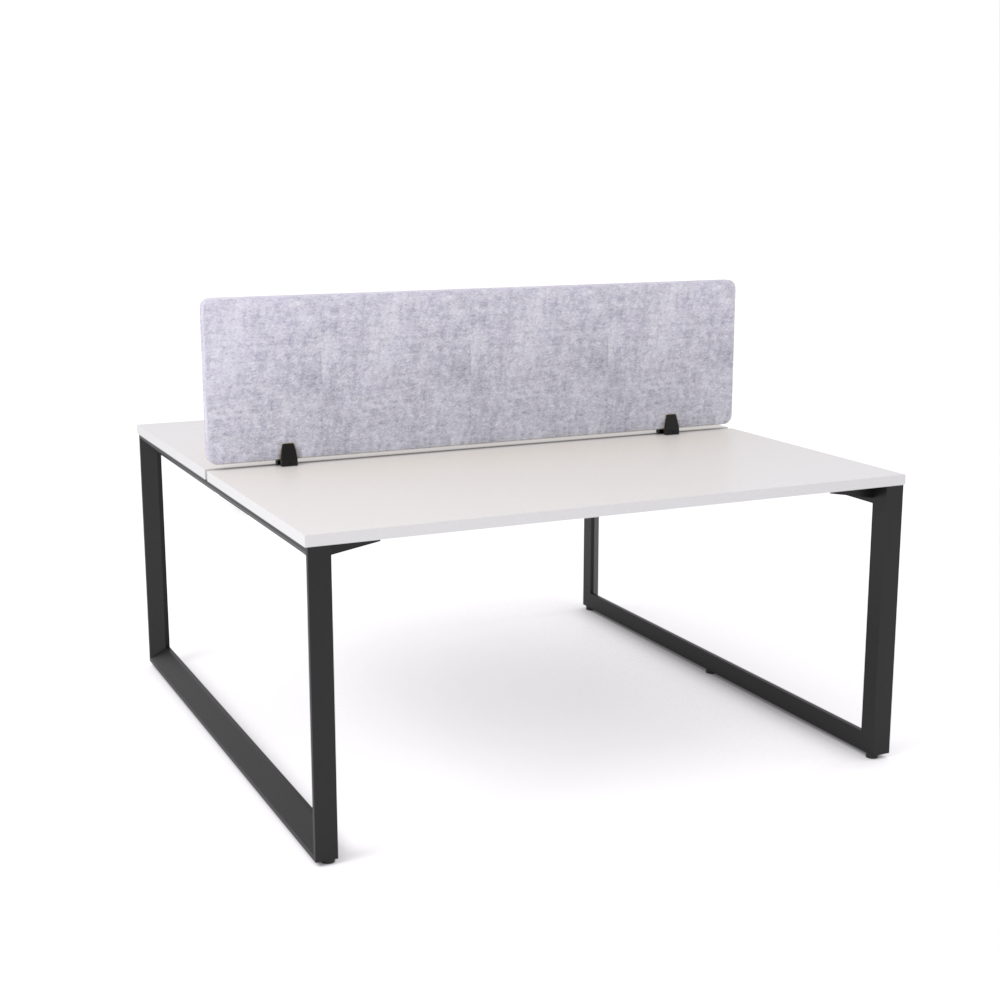 California Office Workstations (Loop Legs) 2-User Double-Sided Desk With AcoustiQ Screen (Marble Gray Screen)