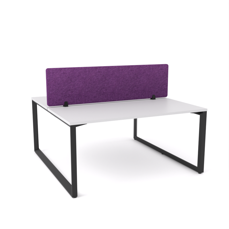 California Office Workstations (Loop Legs) 2-User Double-Sided Desk With AcoustiQ Screen (Purple Screen)