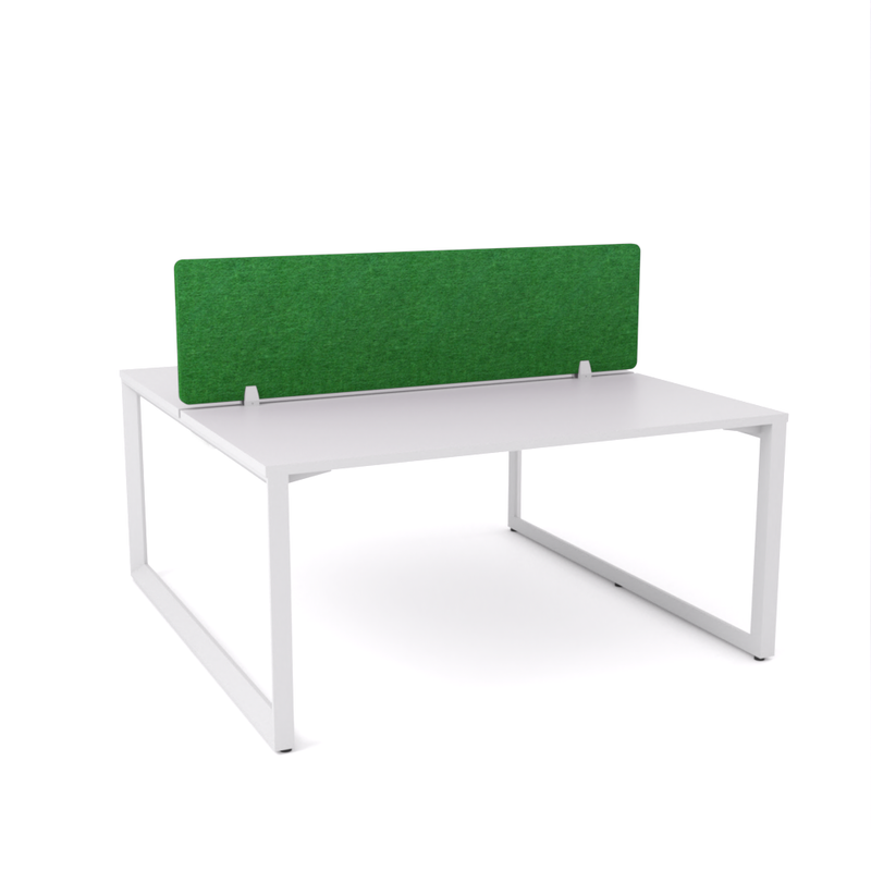 California Office Workstations (Loop Legs) 2-User Double-Sided Desk With AcoustiQ Screen (Green Screen)