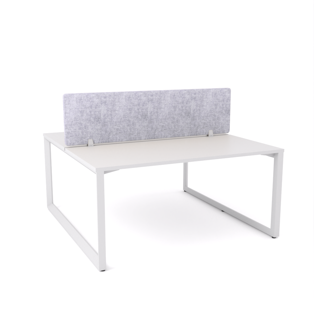 California Office Workstations (Loop Legs) 2-User Double-Sided Desk With AcoustiQ Screen (Marble Gray Screen)