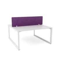 California Office Workstations (Loop Legs) 2-User Double-Sided Desk With AcoustiQ Screen (Purple Screen)