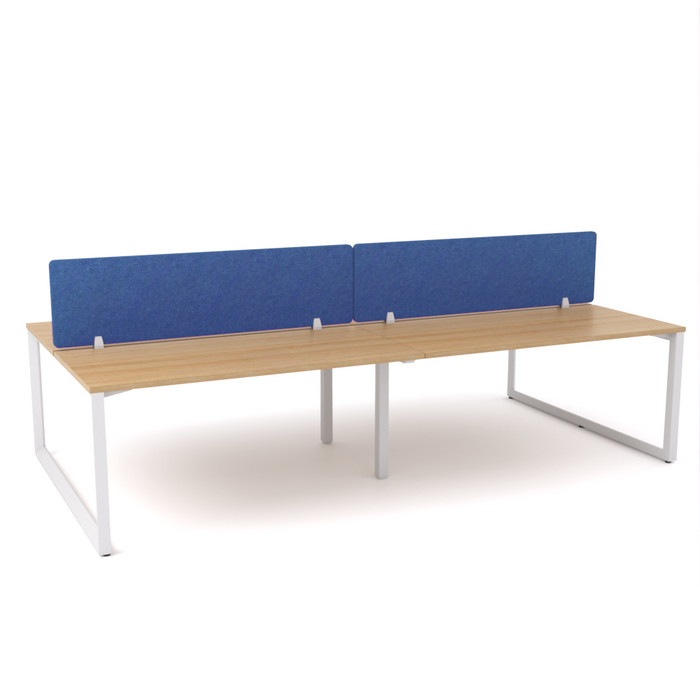 California Office Workstations (Loop Legs) 4 User Double-Sided Desks With AcoustiQ Screen (Cobalt Blue Screen)