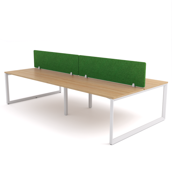 California Office Workstations (Loop Legs) 4 User Double-Sided Desks With AcoustiQ Screen (Green Screen)