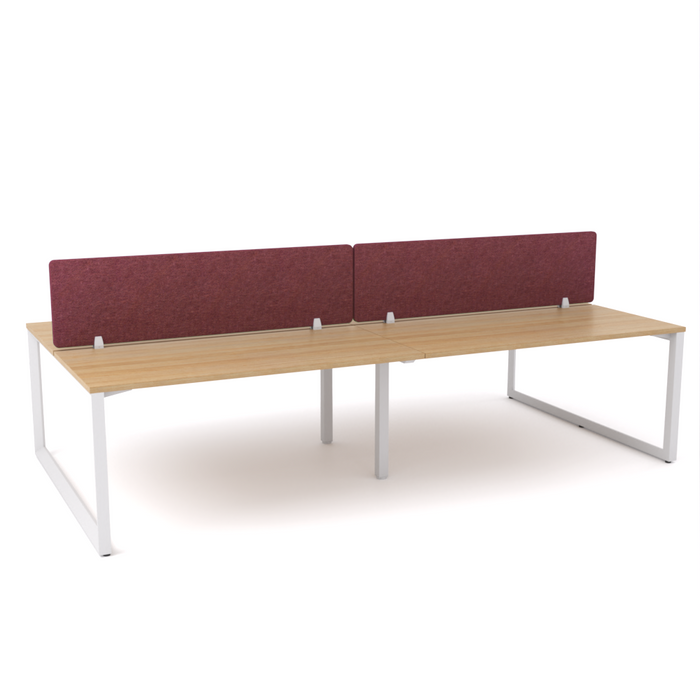 California Office Workstations (Loop Legs) 4 User Double-Sided Desks With AcoustiQ Screen (Maroon Screen)