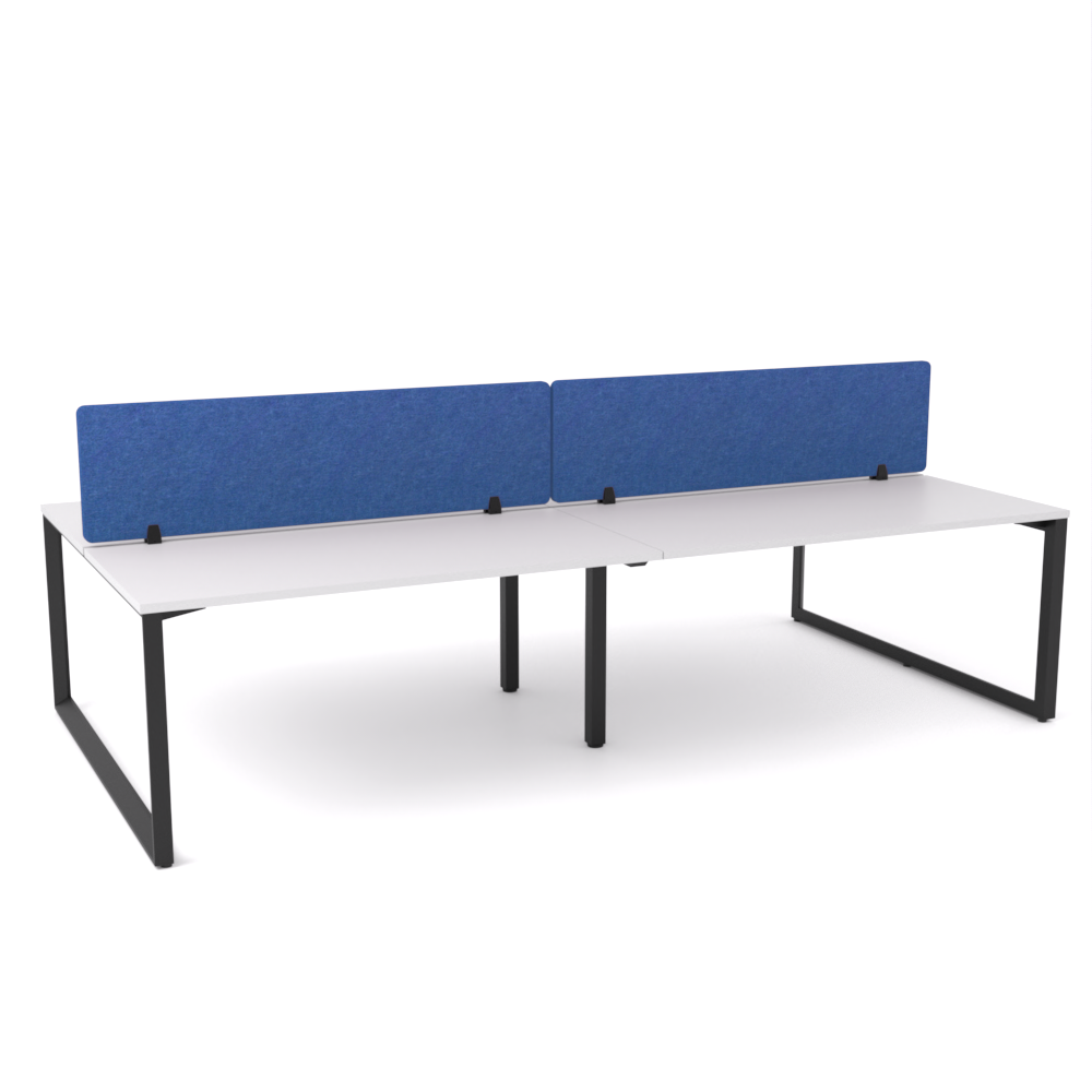 California Office Workstations (Loop Legs) 4-User Double-Sided Desk With AcoustiQ Screen (Cobalt Blue Screen)