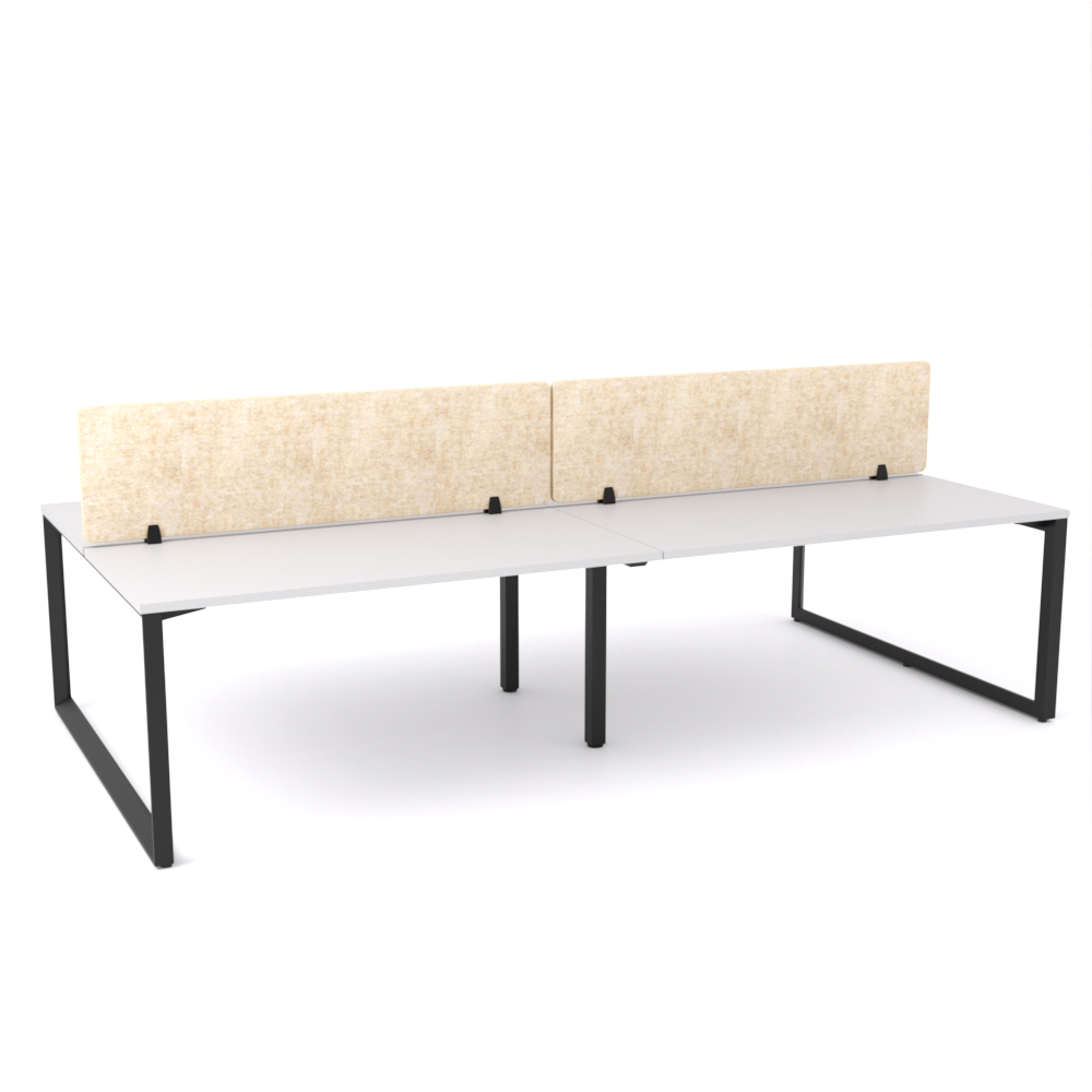 California Office Workstations (Loop Legs) 4-User Double-Sided Desk With AcoustiQ Screen (Natural Screen)