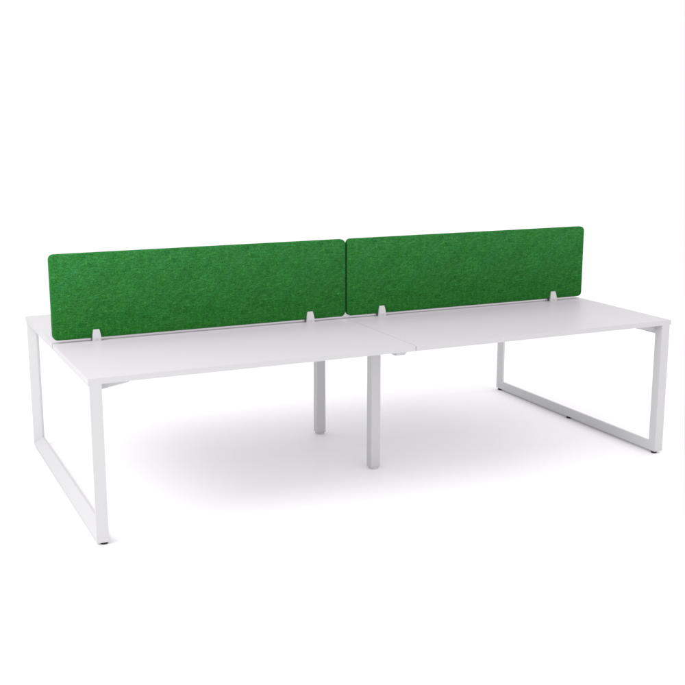 California Office Workstations (Loop Legs) 4-User Double-Sided Desk With AcoustiQ Screen (Green Screen)